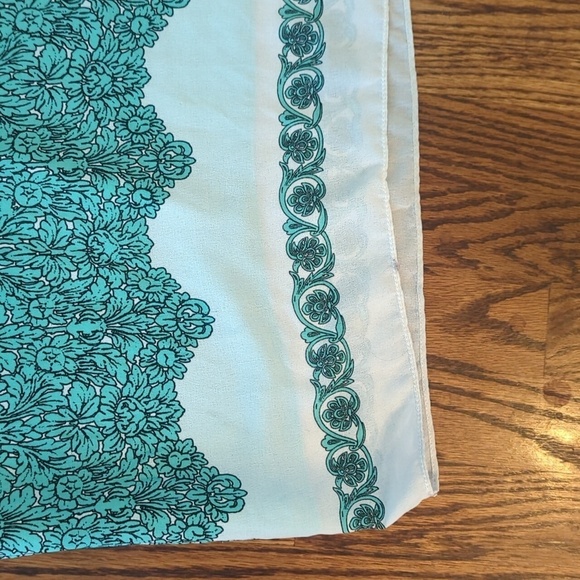 MAX STUDIO Teal/Cream Floral Border Print V NECK MAXI Dress  Sz M - Picture 4 of 10